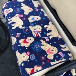 Golf Cart Seat Cover      Patriotic Dog print