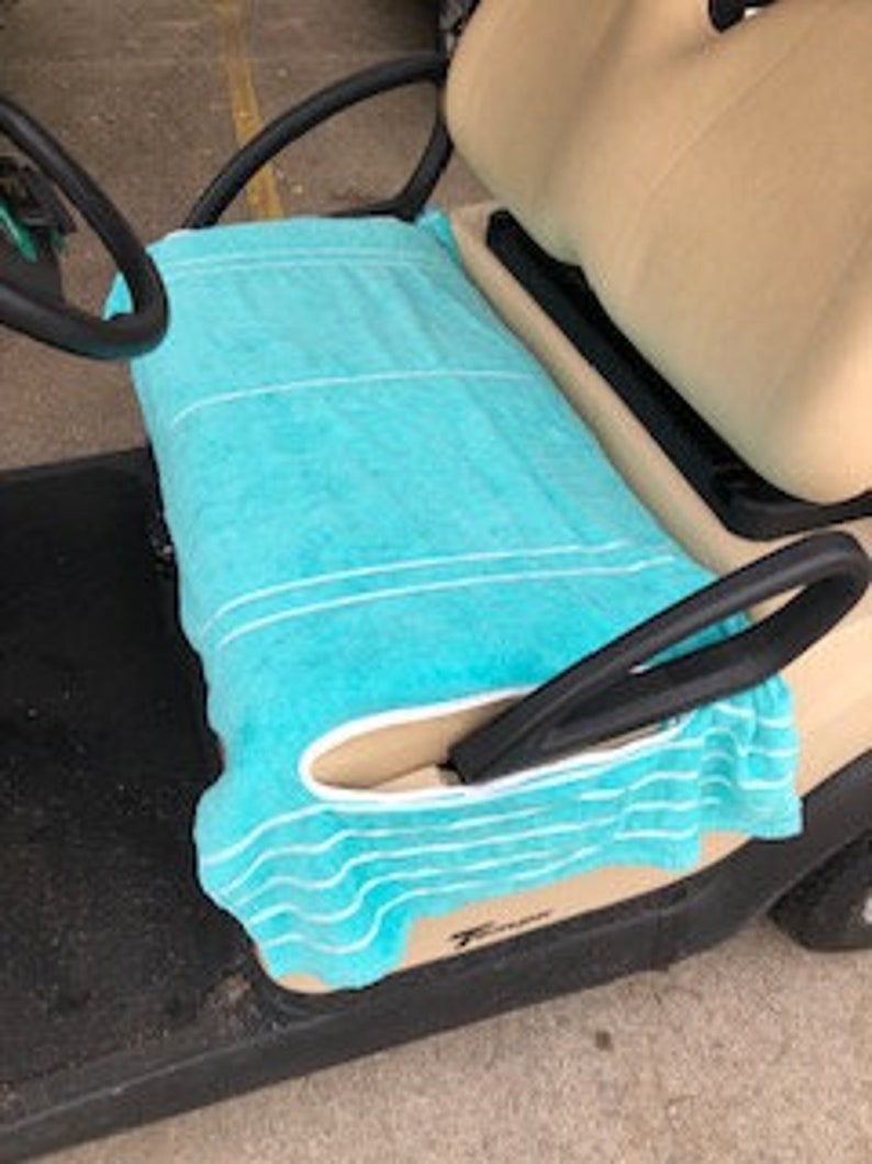 Golf Cart Seat Cover Terry Cloth Material Teal with white Etsy