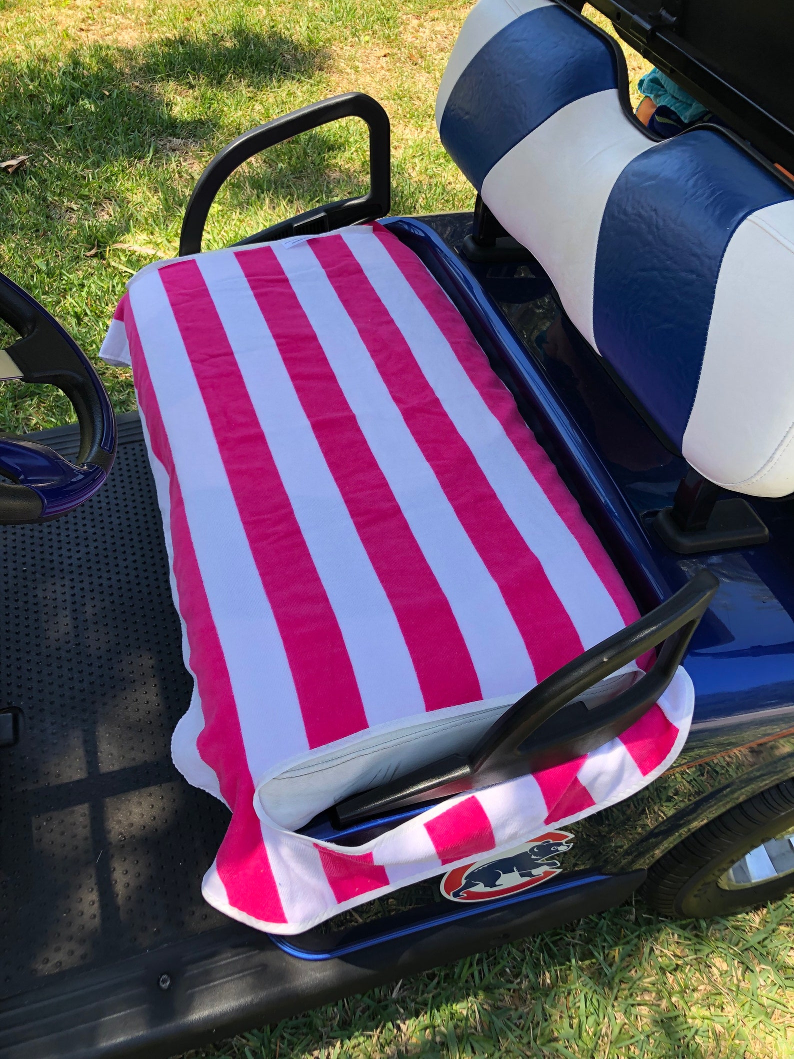 Golf Cart Seat Cover Terry Cloth Pink and White Stripes | Etsy