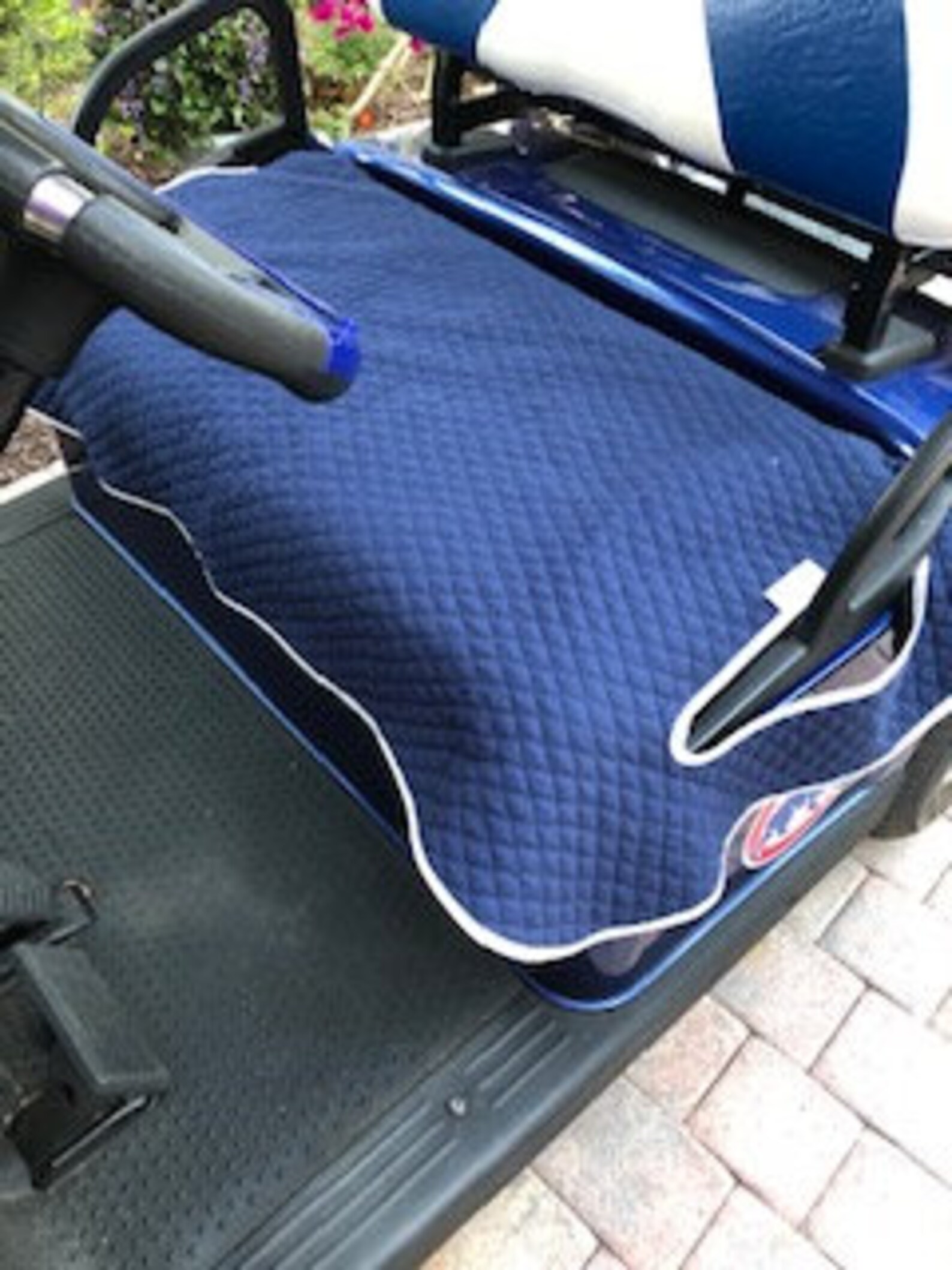 Golf Cart Seat Cover Navy Blue Quilted Cotton Material Etsy