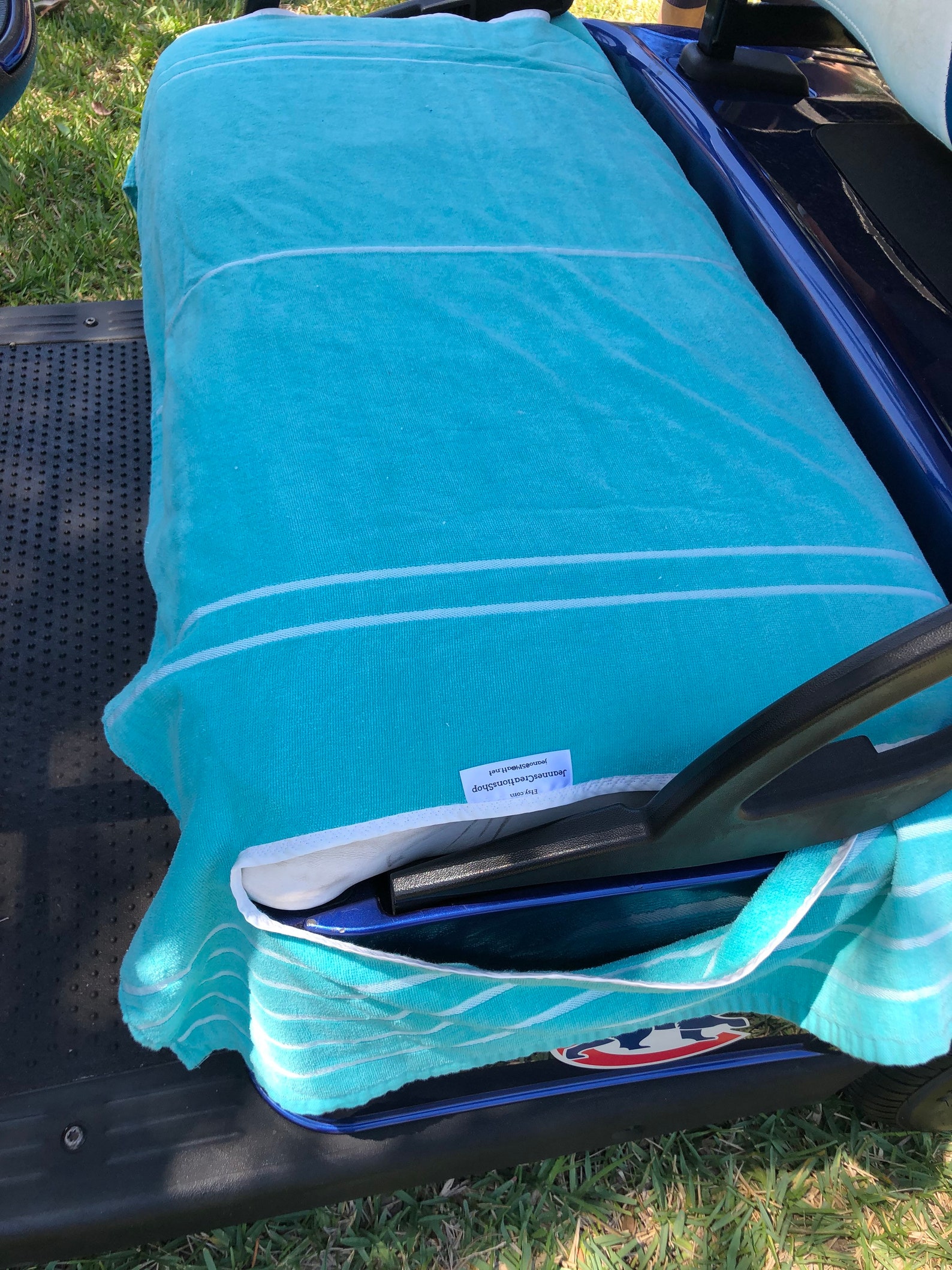 Golf Cart Seat Cover Terry Cloth Material Teal With White Etsy