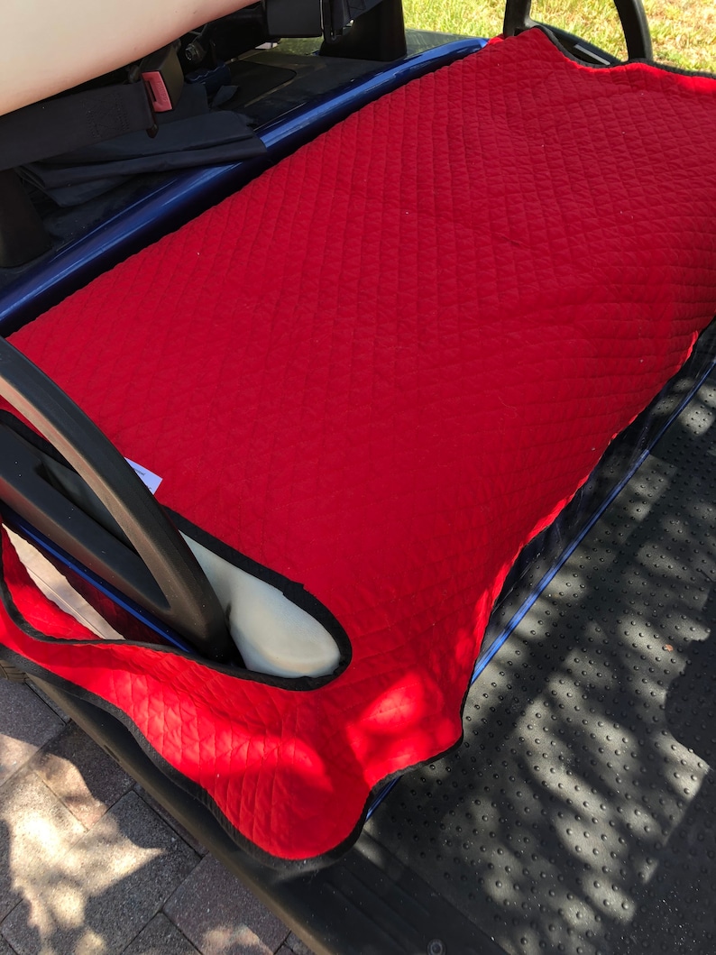 Golf Cart Seat Cover Red Quilted Cotton With Black Trim Etsy