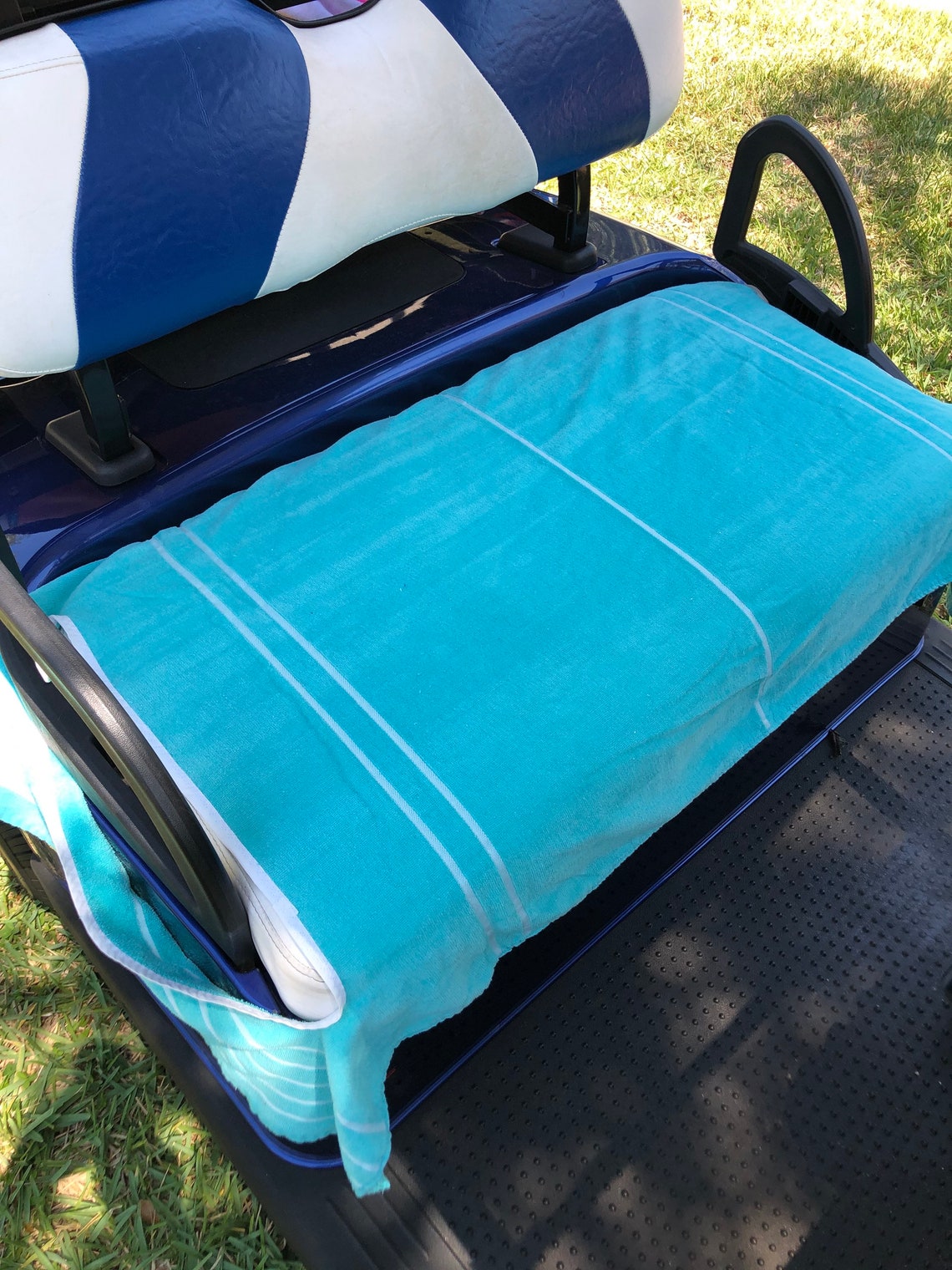 Golf Cart Seat Cover Terry Cloth Material Teal With White Etsy