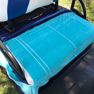 Golf Cart Seat Cover Terry Cloth Material Teal With White Stripes - Etsy