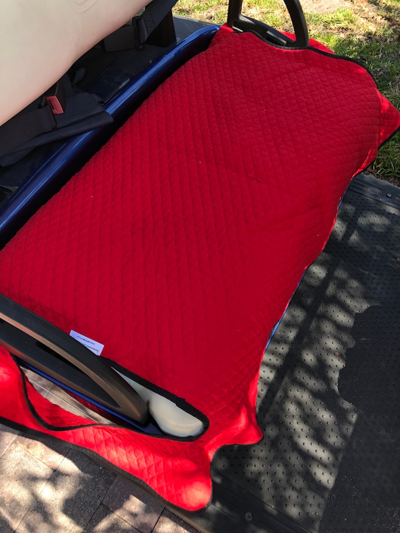 Golf Cart Seat Cover Red Quilted Cotton With Black Trim Etsy