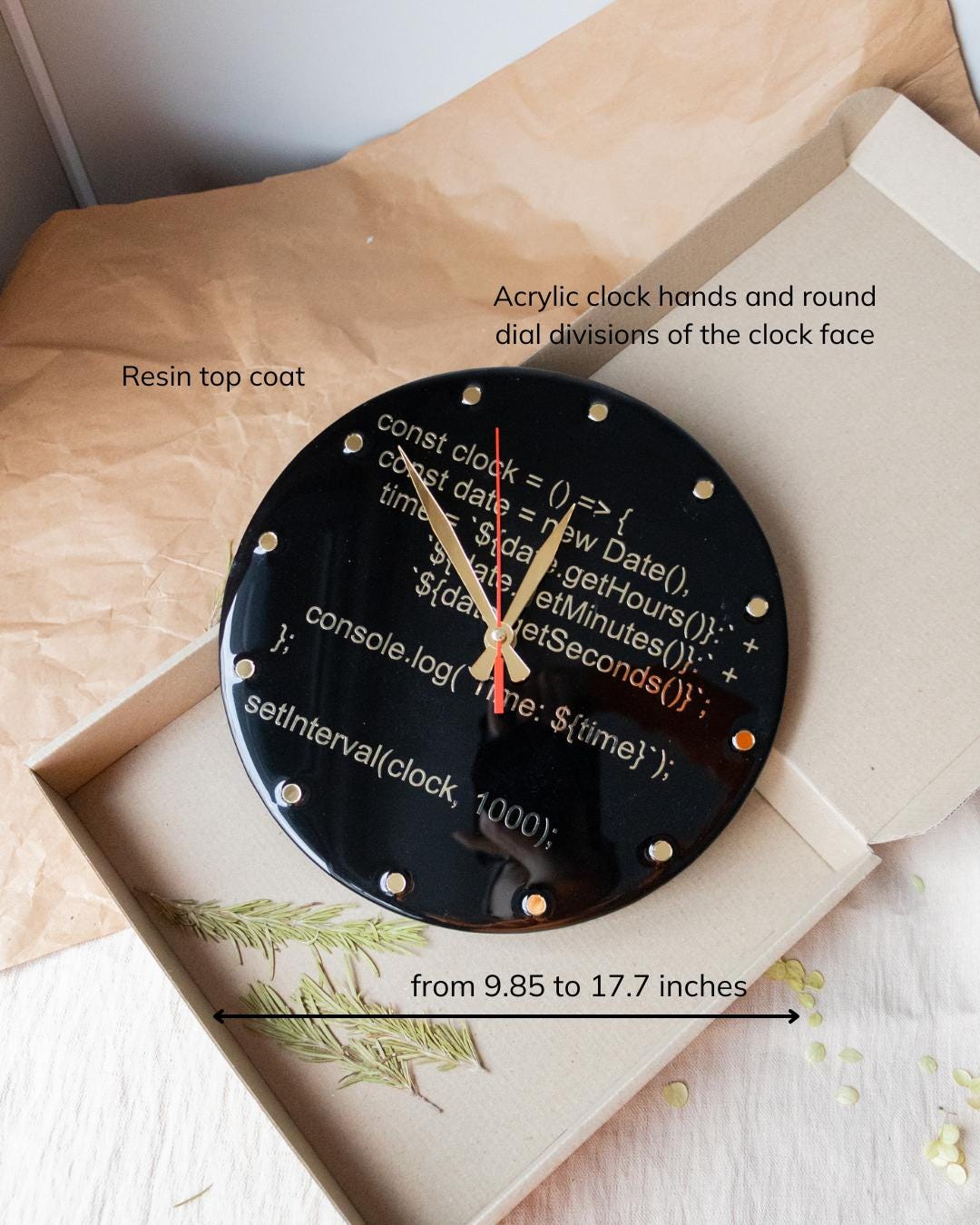 Programmer Gift - Black Resin Wall Clock With Javascript Code, Geeky ...