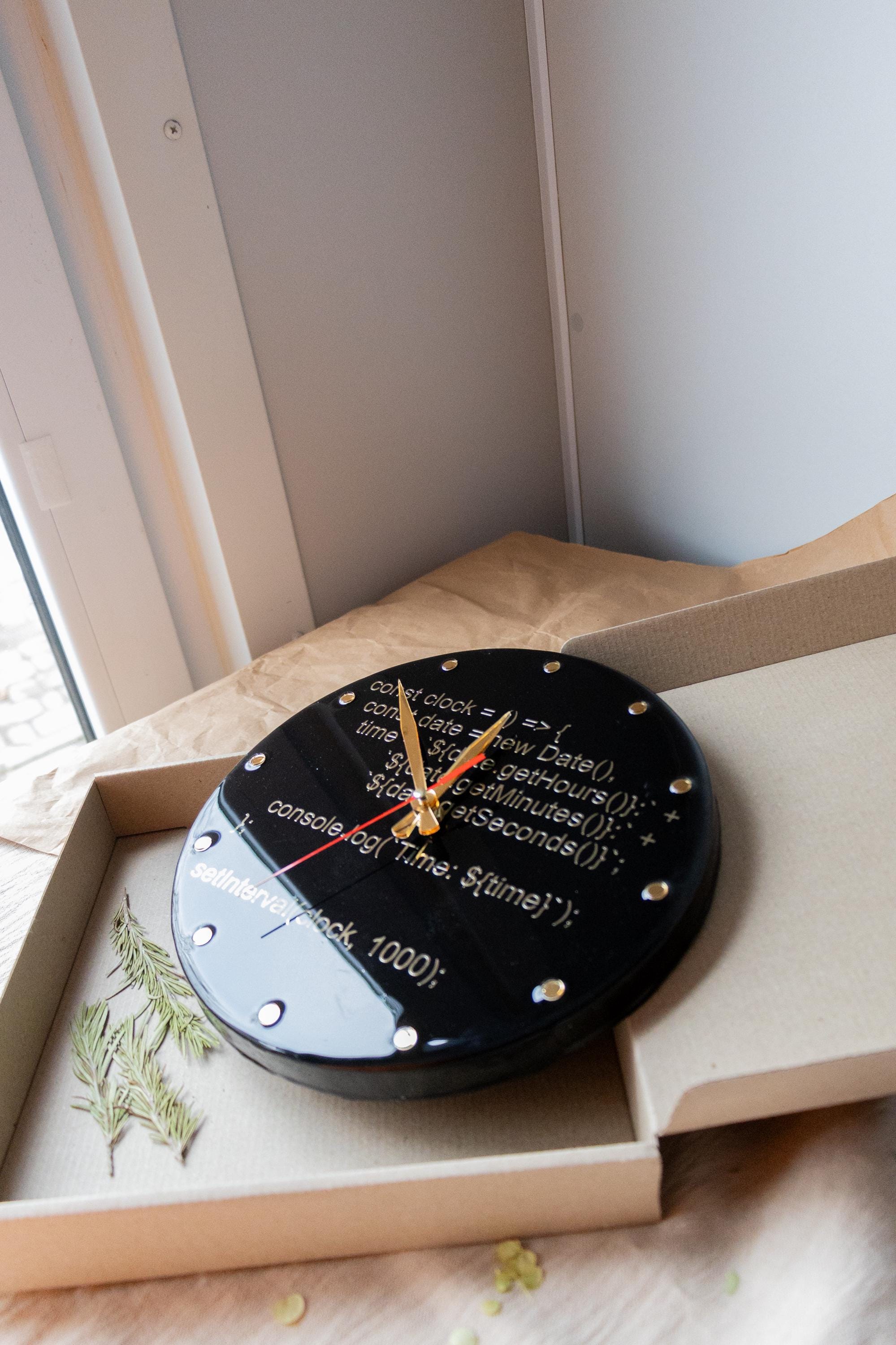 Javascript Code Wall Clock: Geeky Black Resin Tech Decor - Etsy