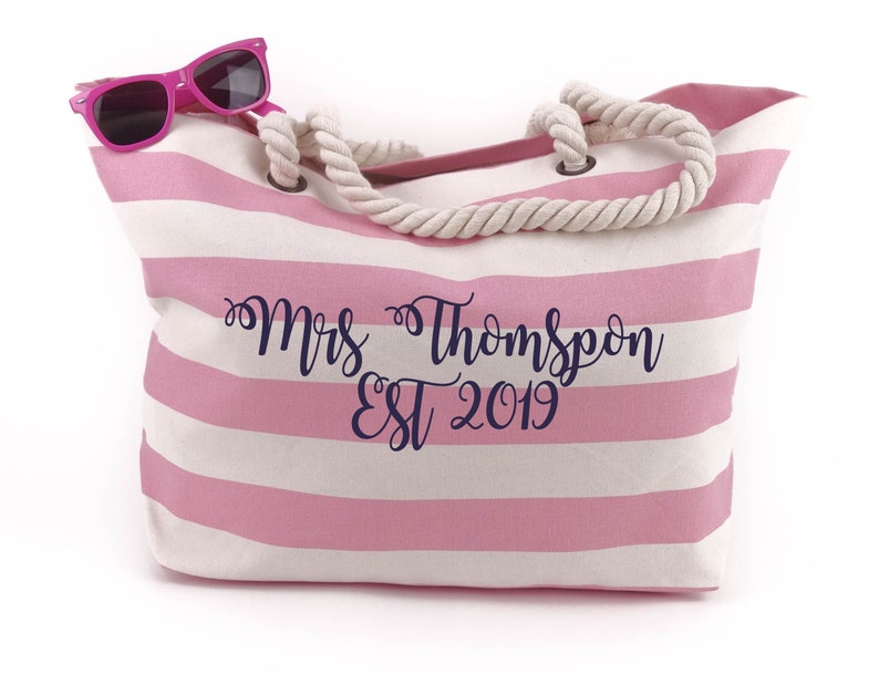 personalised mrs beach bag