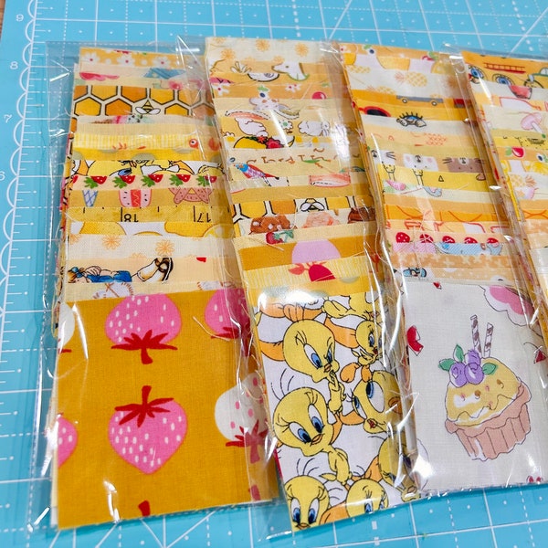 Mini charm pack- yellow - 2.5 inch squares- 40 pieces