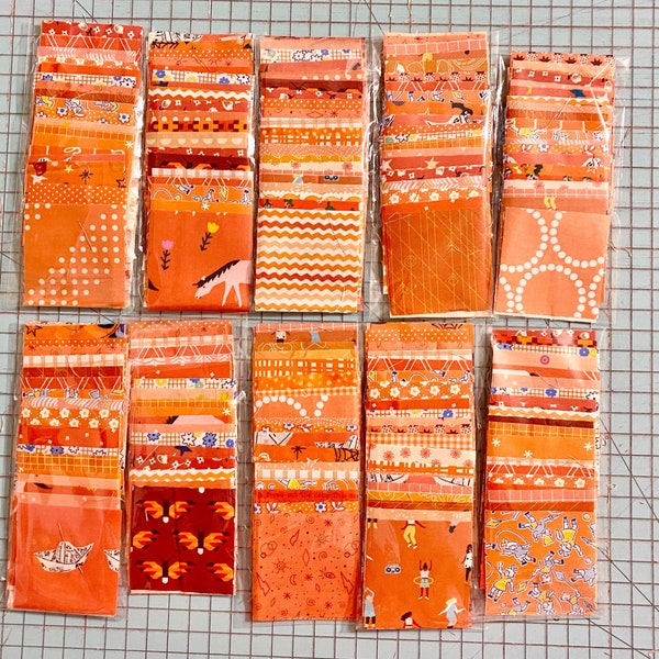 Orange mini charm pack- 2.5 inch squares