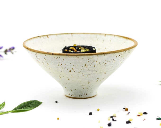 Handmade Ceramic Incense Bowl - Matte White