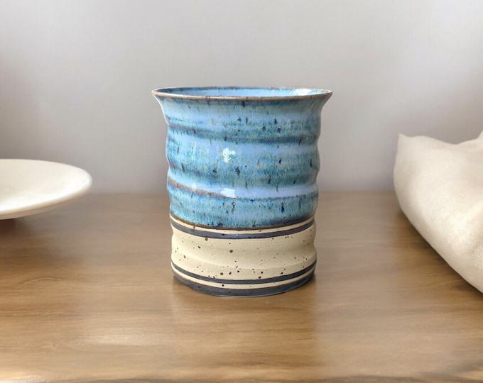 Pottery ceramic mug blue