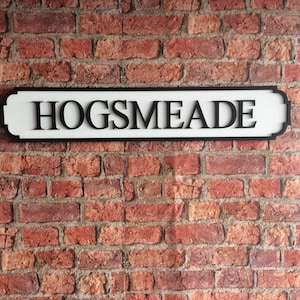 HOGSMEADE vintage wooden street road sign