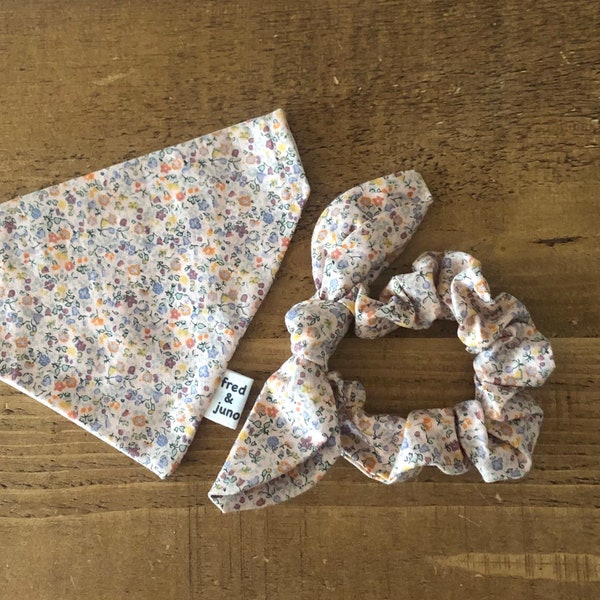 Matching Liberty Fabric Dog Bandana, Hair Tie Scrunchie, Sailor Dog Bow Tie, Handmade Pet Accessories, Fred and Juno