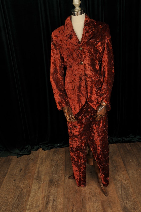 crushed velvet pant suit