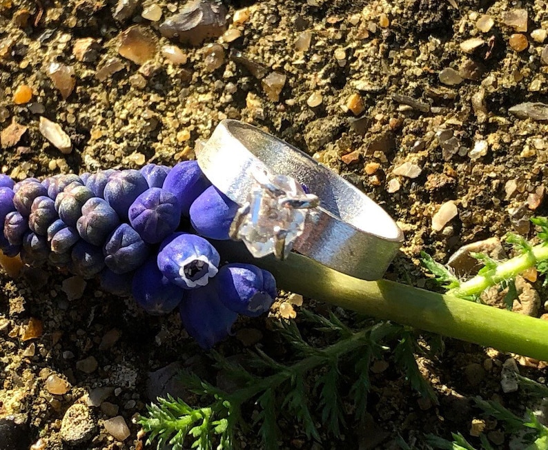 Boho Engagement ring Unique Engagement Ring Raw Stone Engagement Ring Herkimer Diamond Ring Beautiful Raw Diamond Ring