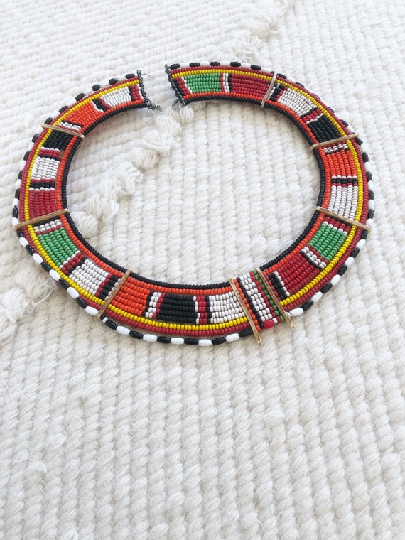 Glass Bead Maasai (Masai) Mara Necklace from Afri… - image 1