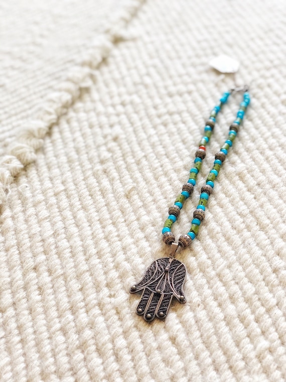 Hand of Fatima Necklace | Beaded Necklace | Abunda