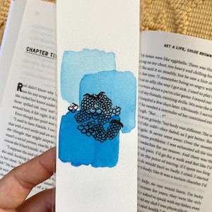 Blue Berries Minimalist Watercolor Bookmark