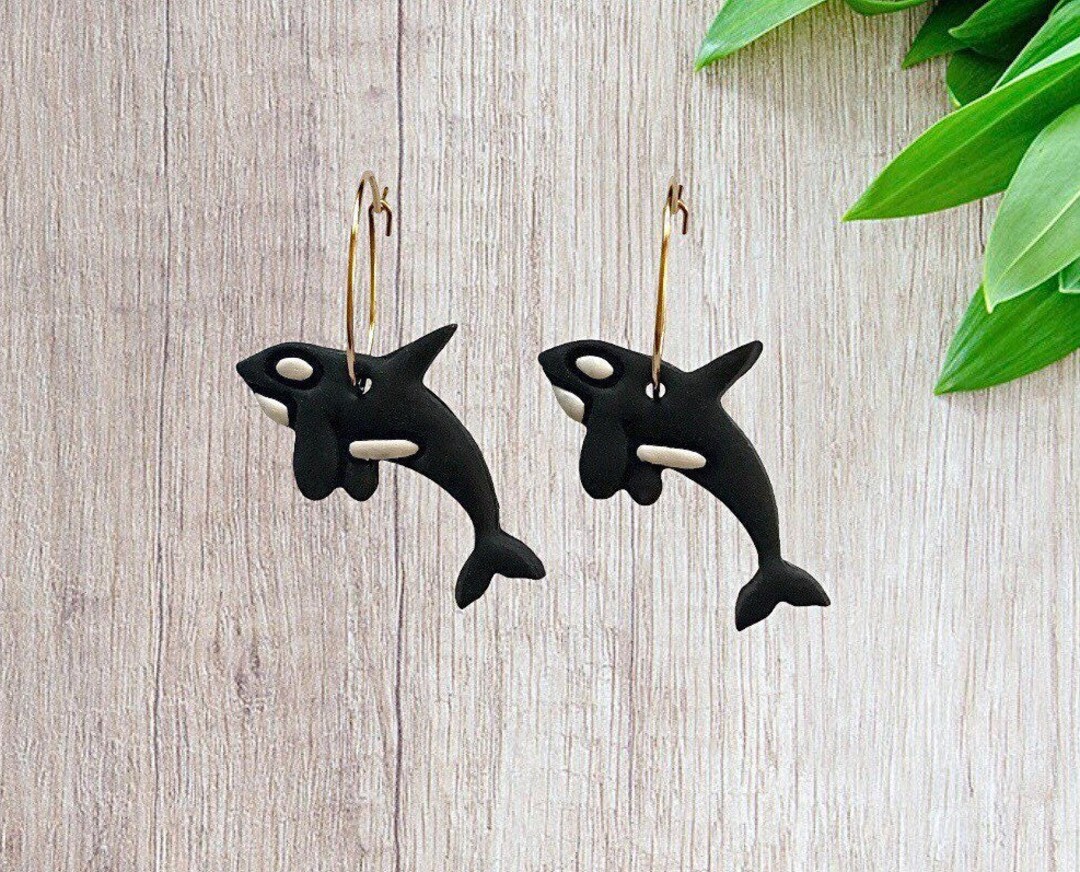 Orca Whale Clay Earrings-clay Orca Earrings-clay Whale Earrings-killer ...