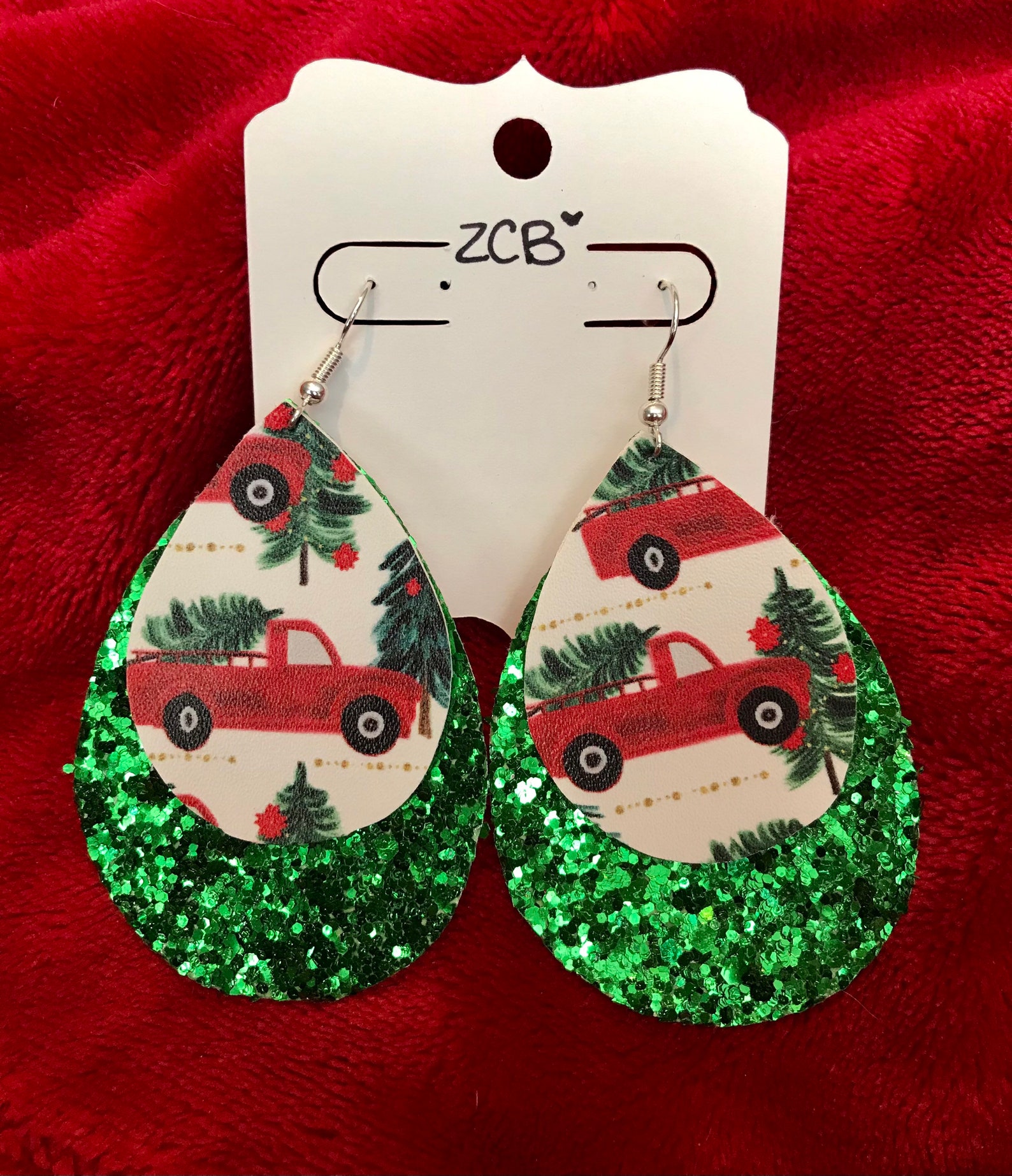 Red Christmas Truck Earringsred Truck & Tree Etsy