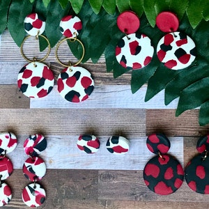 Red&Black Terrazzo Polymer Clay Earrings-Georgia Bulldogs Football-Ohio State Game Day Earrings-Alabama Crimson Tide Game Day Earrings