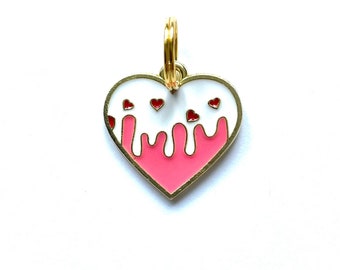 Love Drop Charm / Love Charms Tag Pendant Enamel Heart Valentines Friendship Love Token