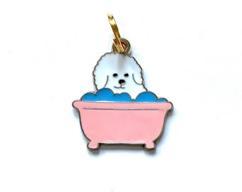 Puppy Bubble Bath Charm / Charms Pendant Retro Vintage Movies Poodle Puppy Dog Breed Floof Tag