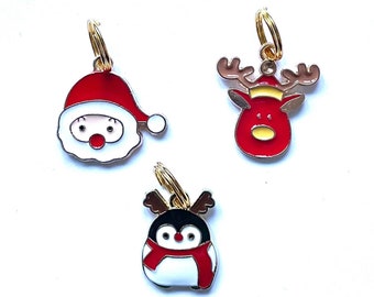 Winter Santa, Penguin & Reindeer Charm Combo / Christmas, Pet ID Tag, Santa, Puppy, Dog charms