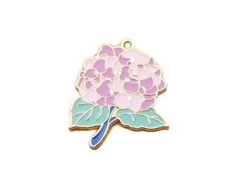 Charm fleur d'hortensia / Pâques printemps fête des mères pendentif marguerite rose charmes tag pendentif émail coeur amitié amour été bouquet porte-clés