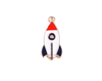 Rocket Charm / Galaxy Charms Tag Pendant Enamel Retro Cosmic Universe Star Planet Rocket Aerospace SpaceRocket SpaceMan Astronaut Man