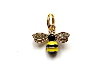 Diamante Bee Charm / Pasen Lente Moederdag Liefde Charms Tag Hanger Emaille Hart Vriendschap Liefde Token Zomer Bugs Tag Sleutelhanger