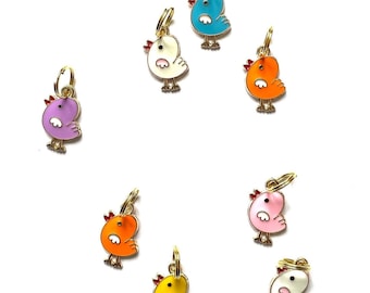 Easter Chick Charm / Easter Spring Mothers Day Love Charms Tag Pendant Enamel Heart Friendship Love Token Bunny Egg Bunnies Rabbit Carrot