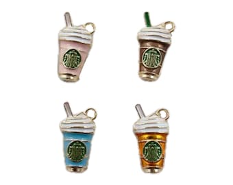 Iced Coffee Charm / Iced Drink Bubble Tea Ice Cup Charms Frapuccino Puppucino Food Diner Icecream Enamel Pet Tag Pendant Keyring