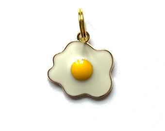 Oh So Eggy Fried Egg Charm / Easter Eggs Spring Mothers Day Love Charms Tag Pendant Enamel Heart Friendship  Easter Egg Bunnies Rabbit Bunny