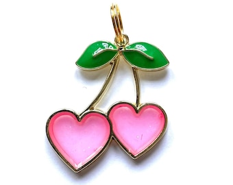 I Love You Cherry Much  Charm / Love Charms Tag Pendant Enamel Heart Valentines Friendship Love Token