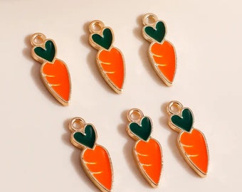 Carrot Charm / Easter Spring Mothers Day Love Charms Tag Pendant Enamel Heart Friendship Love Token Easter Egg Bunnies Rabbit Bunny