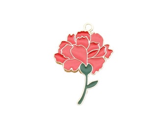 Charm fleur rose / Pâques printemps fête des mères pendentif marguerite rose charmes tag pendentif émail coeur amitié amour été bouquet porte-clés