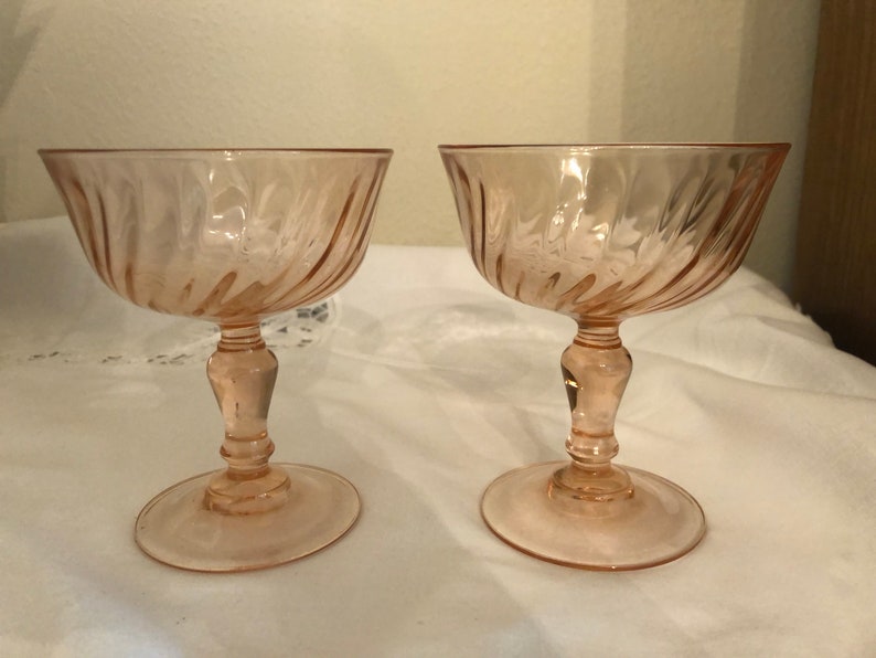 Vintage Rosaline Pink Swirl Arcoroc France Coattail Desert Glasses 8 Www Arslan Av Tr