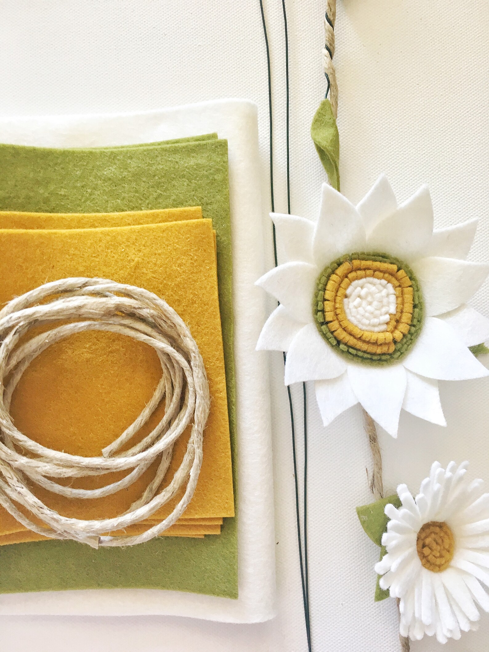 Wool felt Daisy and Sunflower Garland Kit Etsy