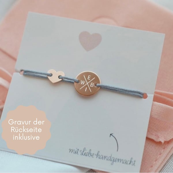 Engraved bracelet heart, name bracelet, bracelet with name, gift girlfriend, family bracelet, friendship bracelet, personalized gift