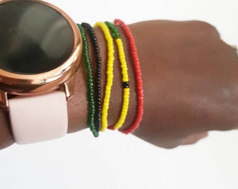 Stretch Ghana Flag Bracelet | Bead Bracelet | Flag Anklet | National Flag Bracelet