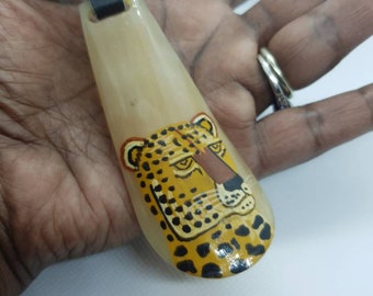 Cheetah keychain, African key holder , Brown key ring