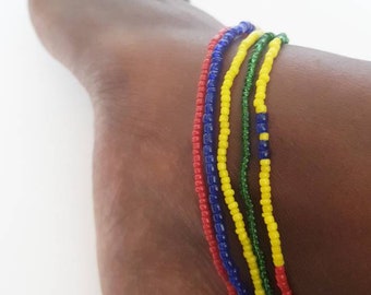 Stretch Ethiopian Flag Anklet | Patriotic Anklet | Flag Anklet | Eyhiopia Flag Bracelet