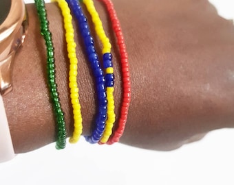 Stretch Ethiopian Flag Bracelet | Bead Anklet | Flag Anklet | National Flag Bracelet