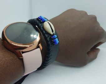 Leather Bracelet, Shell Bracelet