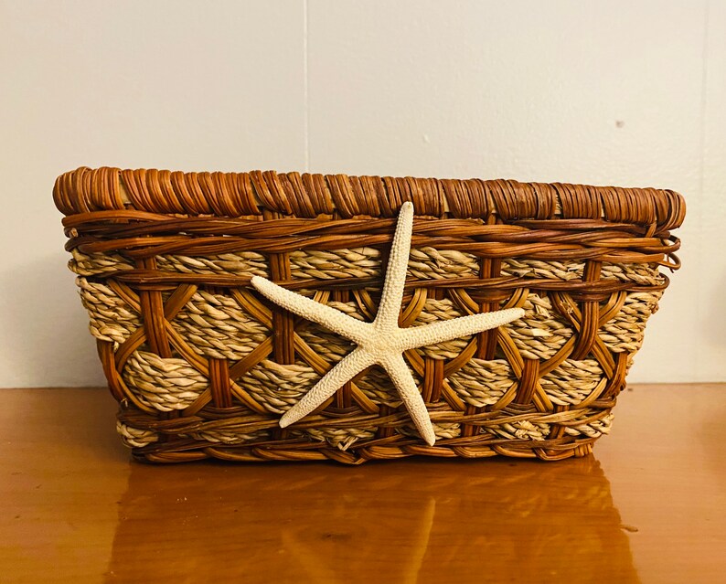 Basket Beach Coastal Basket Seashell BasketNautical Etsy