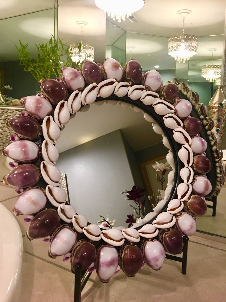 Seashell Mirror Round Mirror Shell Mirror Coastal Beach Etsy