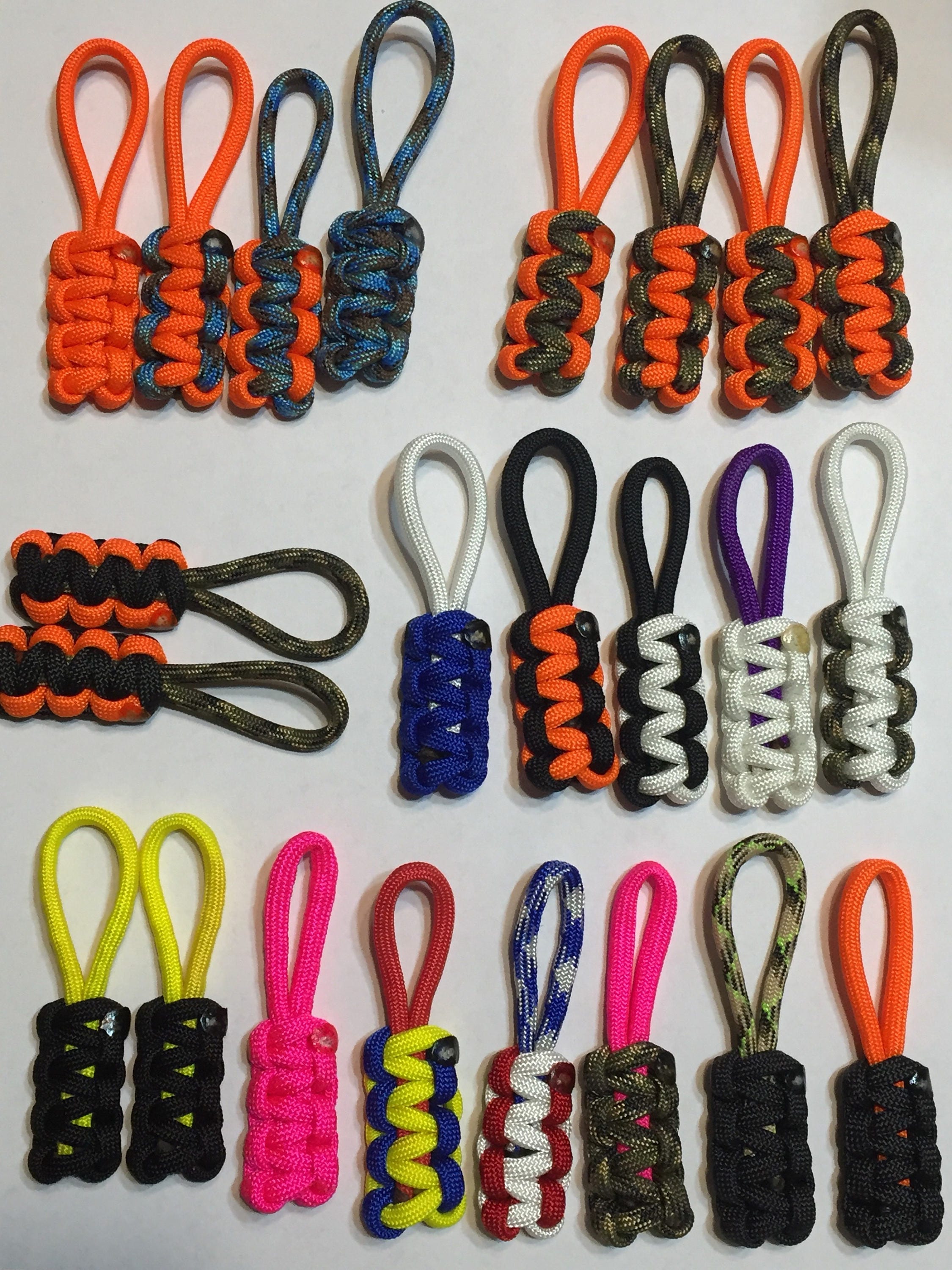 Custom Paracord zipper pulls set of 4 Etsy