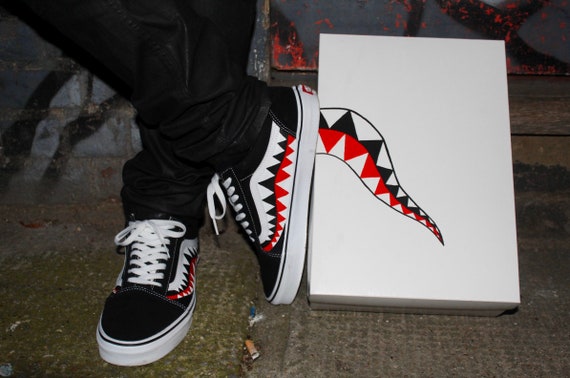 vans x bape shark tooth